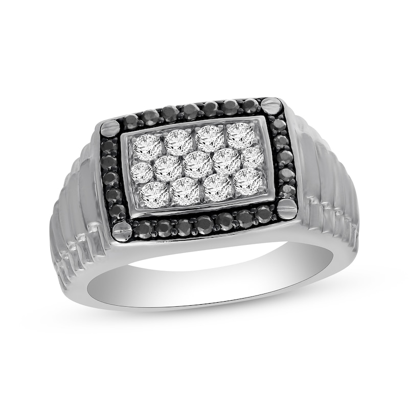 Main Image 1 of Previously Owned Men's Black & White Diamond Ring 1 ct tw 10K White Gold