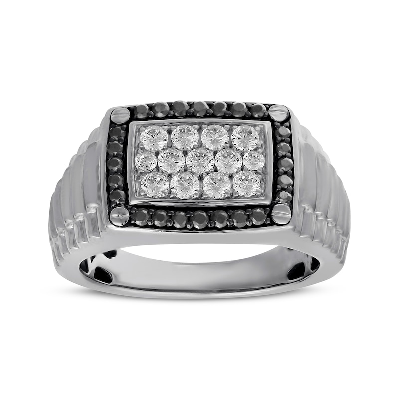 Main Image 3 of Previously Owned Men's Black & White Diamond Ring 1 ct tw 10K White Gold