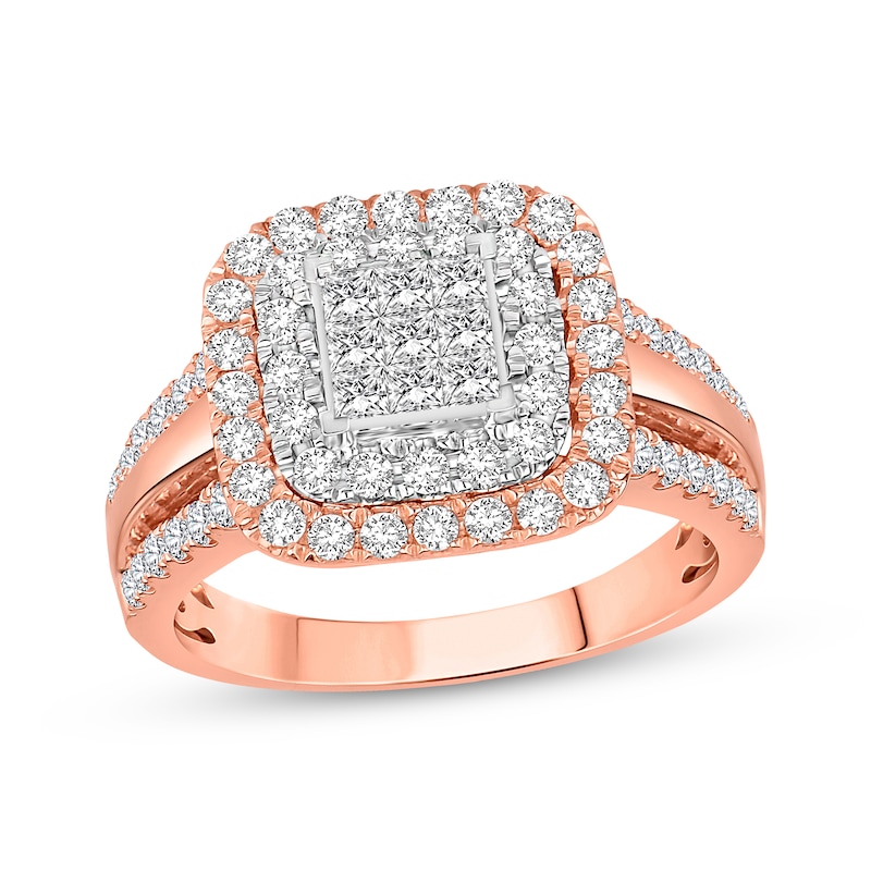 Main Image 1 of Previously Owned Multi-Diamond Engagement Ring 1 ct tw Princess & Round 10K Two-Tone Gold