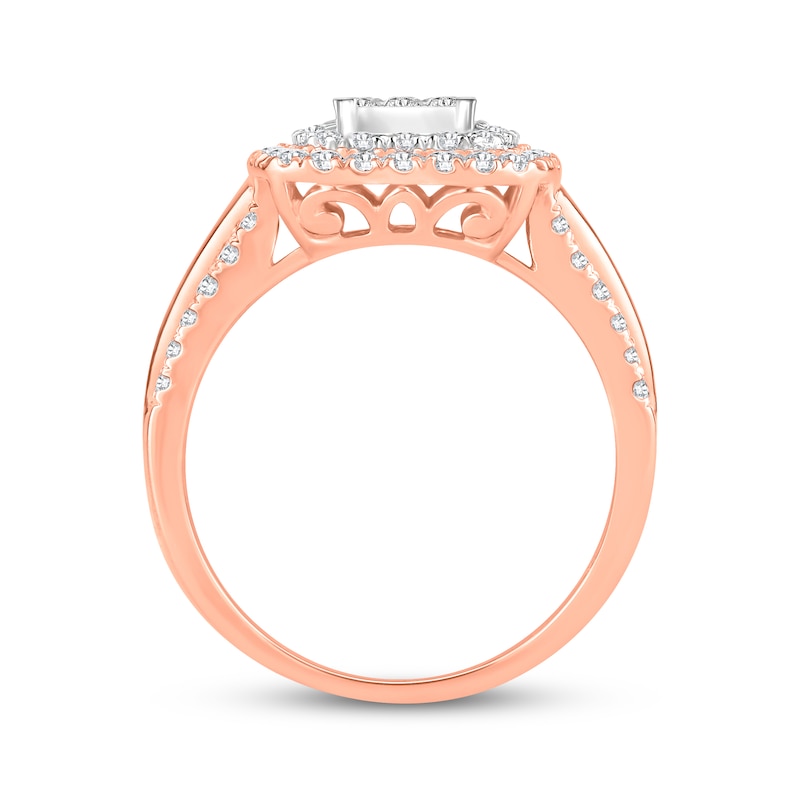 Main Image 3 of Previously Owned Multi-Diamond Engagement Ring 1 ct tw Princess & Round 10K Two-Tone Gold