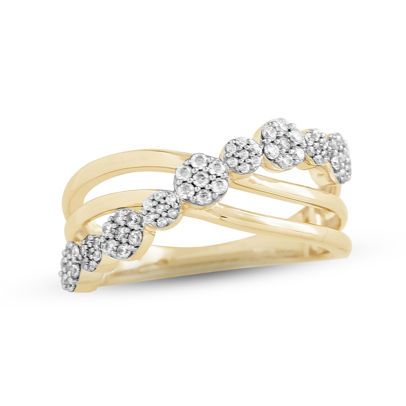 Main Image 1 of Previously Owned Diamond Bypass Cluster Ring 1/3 ct tw Round-cut 10K Yellow Gold