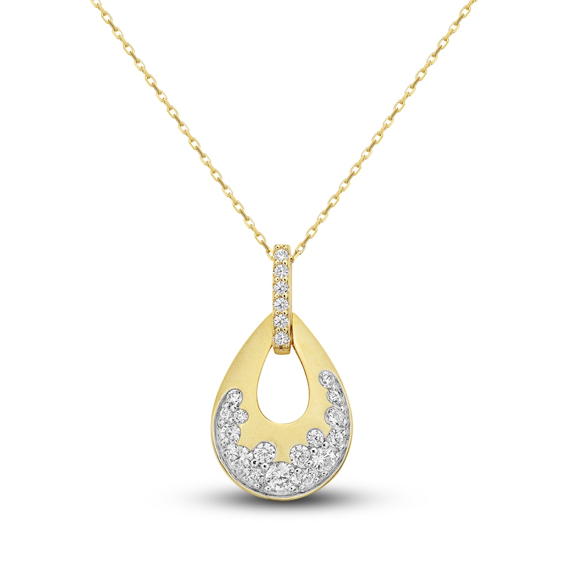 Main Image 1 of Previously Owned Diamond Pear Necklace 1/2 ct tw Round-cut 10K Yellow Gold 18"