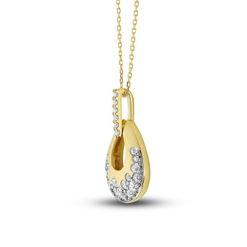 Main Image 2 of Previously Owned Diamond Pear Necklace 1/2 ct tw Round-cut 10K Yellow Gold 18"