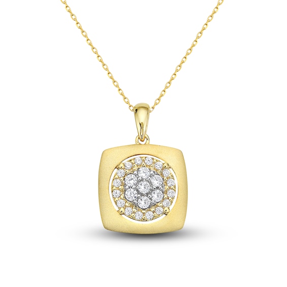Previously Owned Diamond Square Necklace 1/2 ct tw Round-cut 10K Yellow Gold 18"