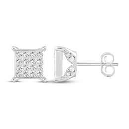 Previously Owned Men's Diamond Stud Earrings 1/2 ct tw Square & Round 10K White Gold