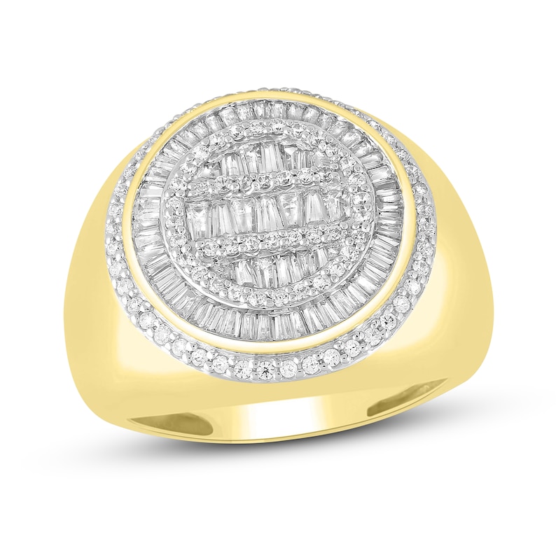 Main Image 1 of Previously Owned Men's Diamond Ring 1-1/4 ct tw Round & Baguette 10K Yellow Gold