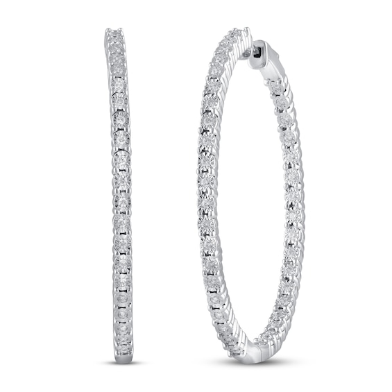 Previously Owned Diamond Hoop Earrings 1/2 ct tw Sterling Silver