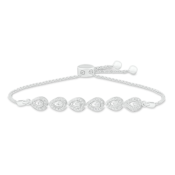 Previously Owned Diamond Bolo Bracelet 1/2 ct tw Round-Cut Sterling Silver 9.5"