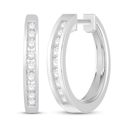 Previously Owned Diamond Hoop Earrings 1/4 ct tw Round-Cut 10K White Gold