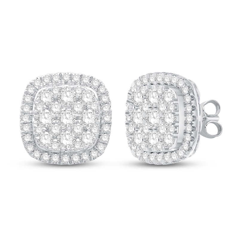 Main Image 1 of Previously Owned Diamond Stud Earrings 1 ct tw Round-Cut 10K White Gold