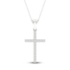 Thumbnail Image 1 of Previously Owned Diamond Cross Necklace 1/5 ct tw Round-Cut Sterling Silver 18"