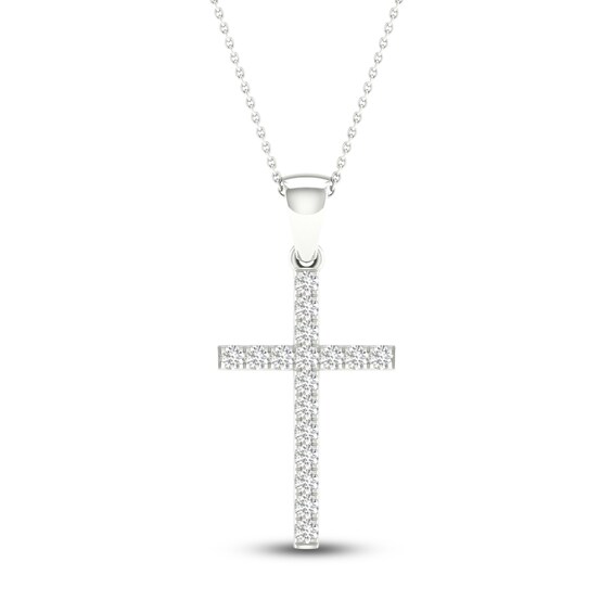 Previously Owned Diamond Cross Necklace 1/5 ct tw Round-Cut Sterling Silver 18"