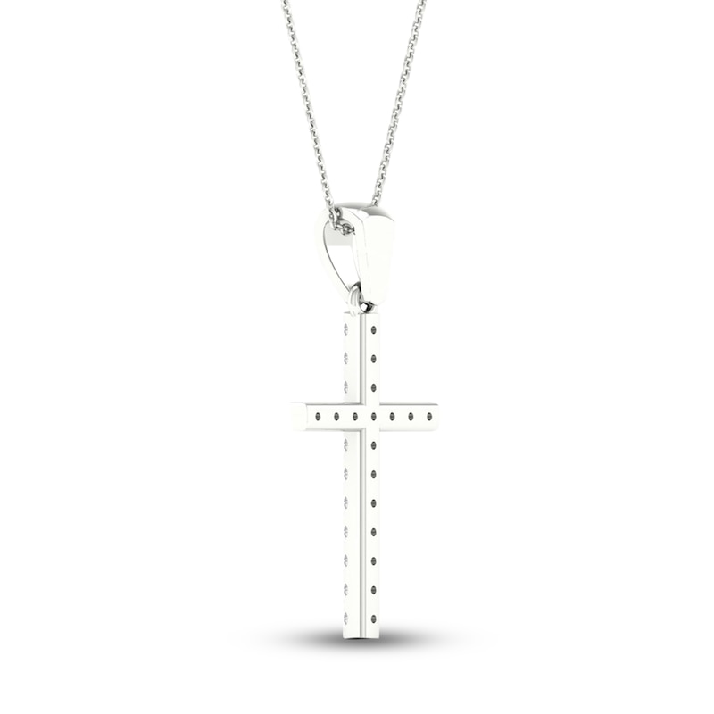 Main Image 4 of Previously Owned Diamond Cross Necklace 1/5 ct tw Round-Cut Sterling Silver 18"