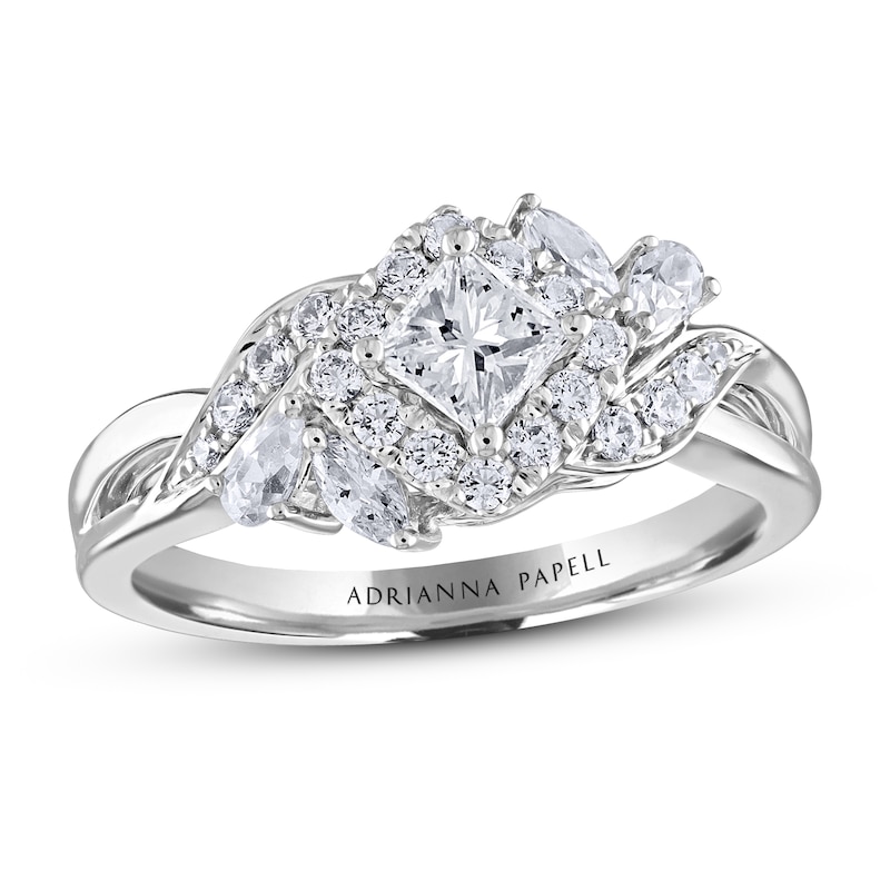 Main Image 1 of Previously Owned Adrianna Papell Diamond Engagement Ring 7/8 ct tw Princess, Pear, Marquise & Round 14K White Gold