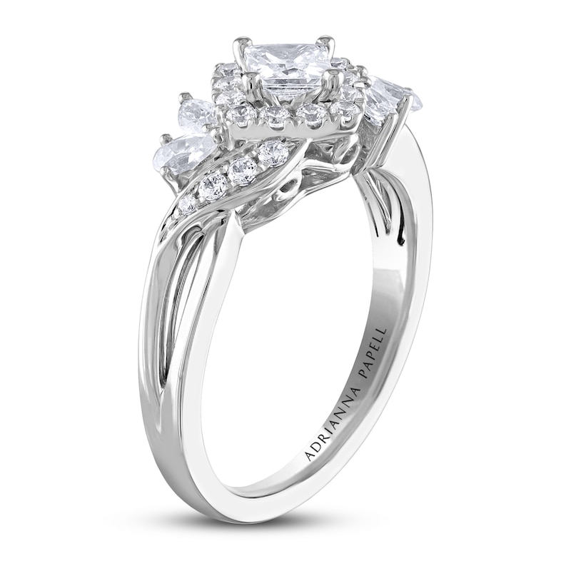 Main Image 2 of Previously Owned Adrianna Papell Diamond Engagement Ring 7/8 ct tw Princess, Pear, Marquise & Round 14K White Gold