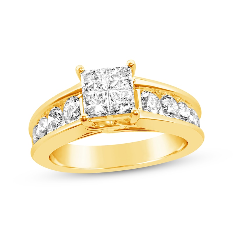 Previously Owned Princess-cut Diamond Engagement Ring 1-7/8 ct tw 14K Yellow Gold