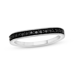 Previously Owned Black Diamond Wedding Band 1/4 ct tw Round-cut 14K White Gold