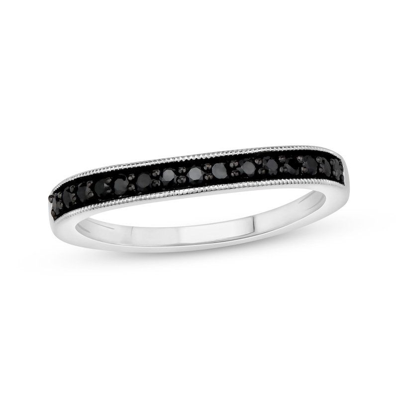 Main Image 1 of Previously Owned Black Diamond Wedding Band 1/4 ct tw Round-cut 14K White Gold