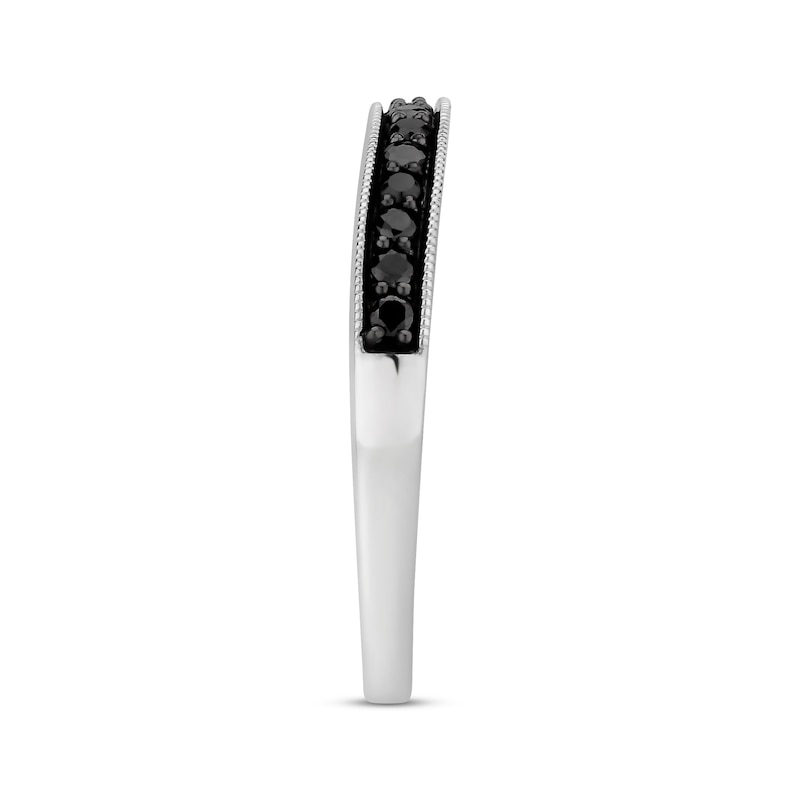 Main Image 3 of Previously Owned Black Diamond Wedding Band 1/4 ct tw Round-cut 14K White Gold