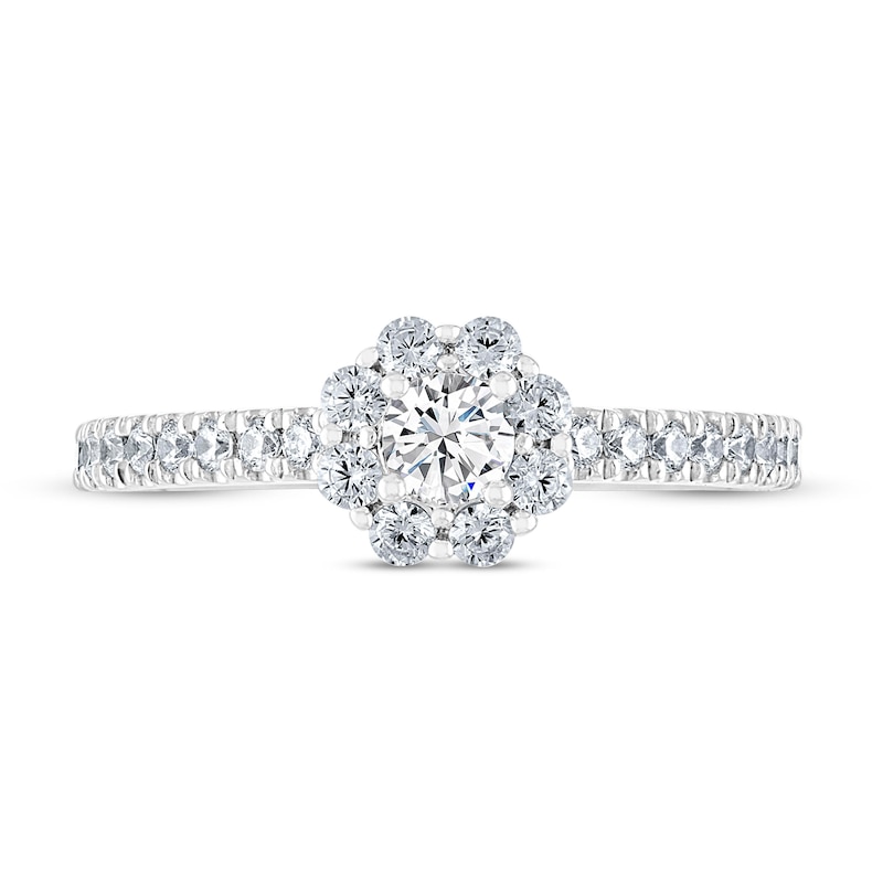 Main Image 3 of Previously Owned THE LEO Diamond Engagement Ring 1/2 ct tw Round-cut 14K White Gold