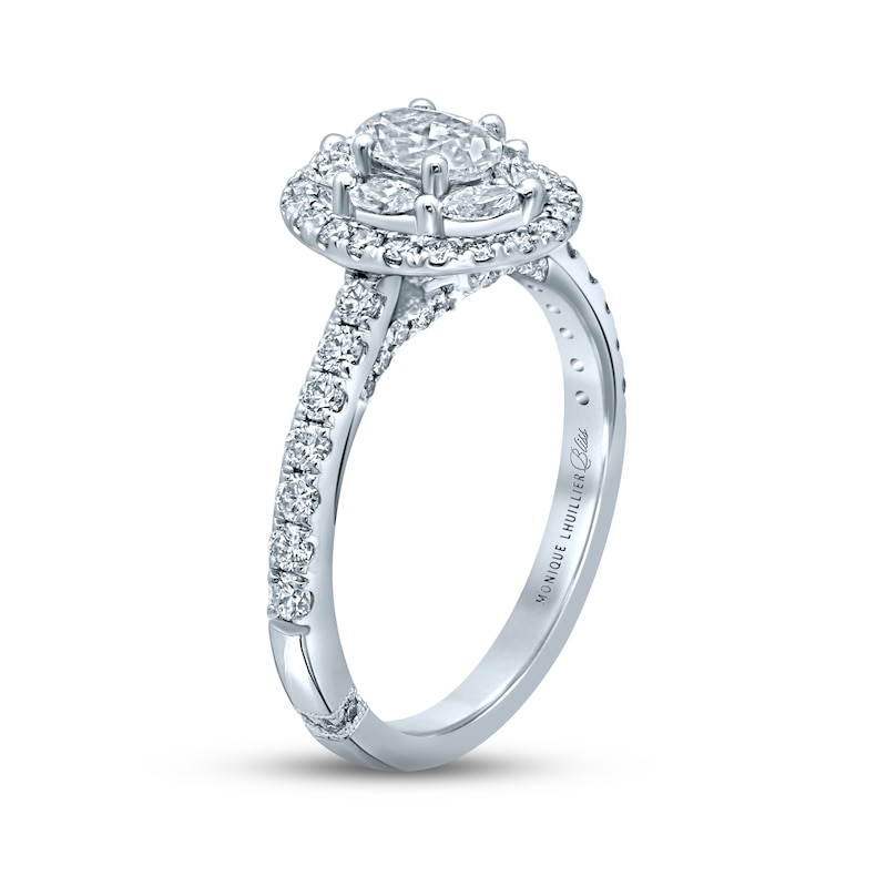 Main Image 3 of Previously Owned Monique Lhuillier Bliss Diamond Engagement Ring 1-1/4 ct tw Oval, Marquise & Round-cut 18K White Gold