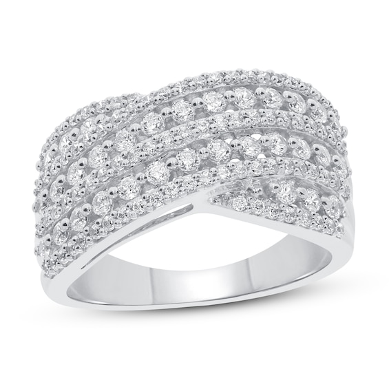 Previously Owned Diamond Fashion Ring ct tw Round-cut 10K White Gold