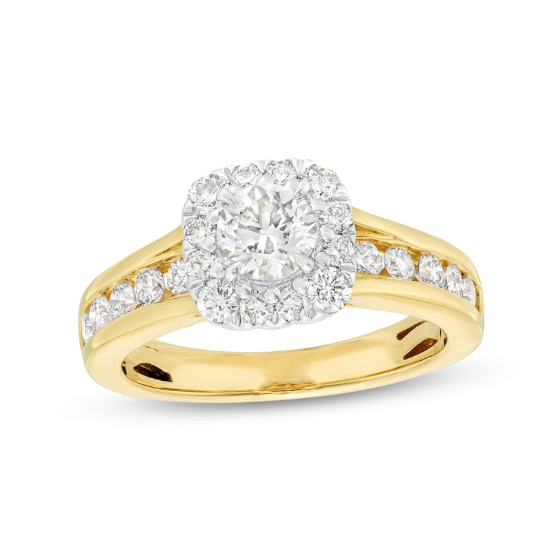 Main Image 1 of Previously Owned Diamond Engagement Ring 1-3/8 ct tw Round-cut 14K Yellow Gold