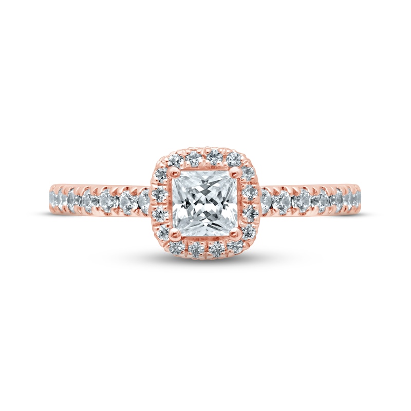 Main Image 2 of Previously Owned Monique Lhuillier Bliss Diamond Engagement Ring 7/8 ct tw Princess & Round-cut 18K Rose Gold