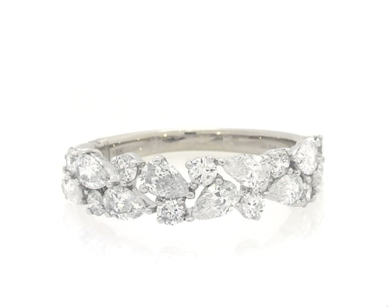 Previously Owned Monique Lhuillier Bliss Pear & Round-Cut Diamond Wedding Band 1-1/4 ct tw 18K White Gold