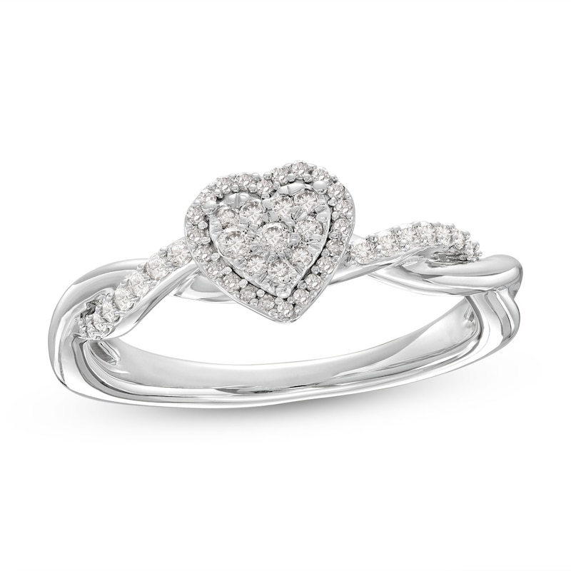 Main Image 1 of Hallmark Diamonds Multi-Diamond Center Heart Frame Promise Ring 1/4 ct tw Sterling Silver