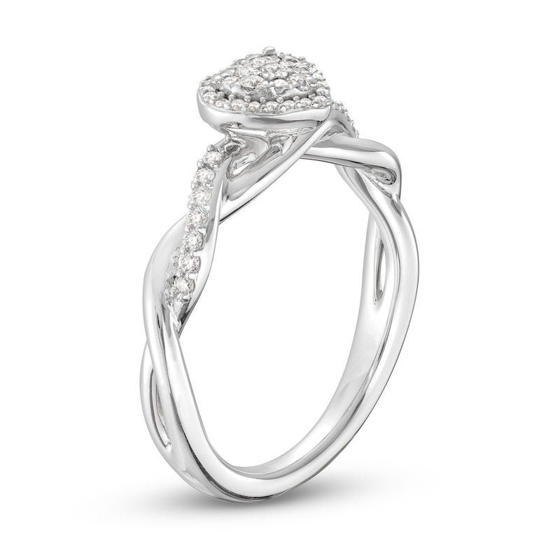 Hallmark Diamonds Multi-Diamond Center Heart Frame Promise Ring 1/4 ct tw Sterling Silver