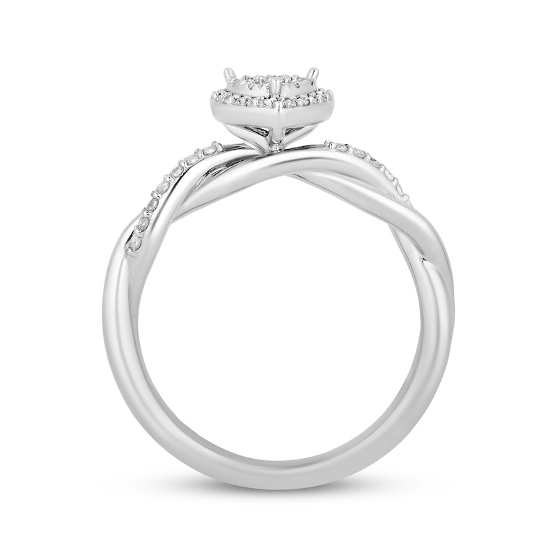 Hallmark Diamonds Multi-Diamond Center Heart Frame Promise Ring 1/4 ct tw Sterling Silver