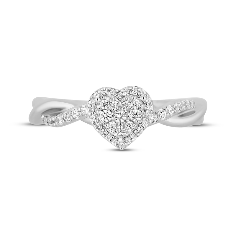 Hallmark Diamonds Multi-Diamond Center Heart Frame Promise Ring 1/4 ct tw Sterling Silver