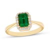 Thumbnail Image 1 of Previously Owned Lab-Created Emerald Ring Lab-Created Sapphires 10K Yellow Gold