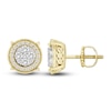 Thumbnail Image 1 of Previously Owned Men's Diamond Curb Style Stud Earrings 1 ct tw Round-cut 10K Yellow Gold