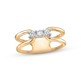 Previously Owned Diamond Three-Stone Ring 1/4 ct tw Round-cut 10K Yellow Gold