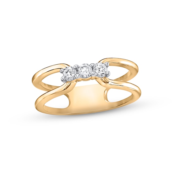 Previously Owned Diamond Three-Stone Ring 1/4 ct tw Round-cut 10K Yellow Gold