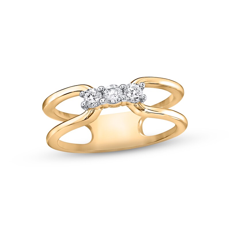 Main Image 1 of Previously Owned Diamond Three-Stone Ring 1/4 ct tw Round-cut 10K Yellow Gold