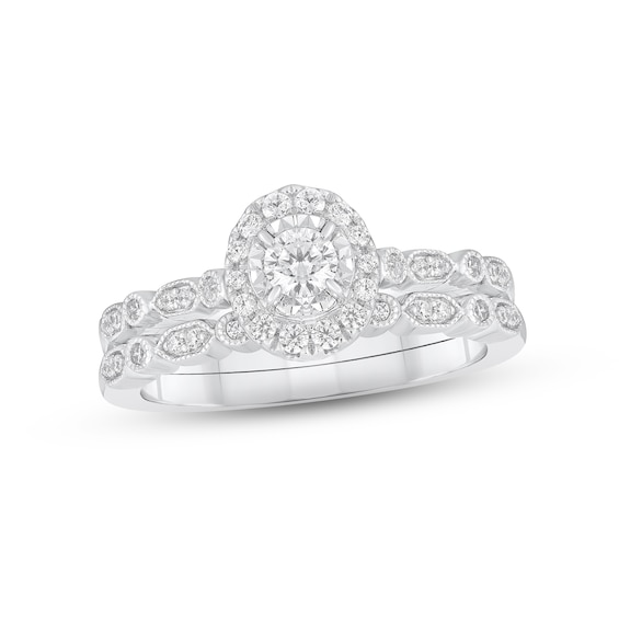 Previously Owned Diamond Bridal Set 3/8 ct tw Round-cut 10K White Gold