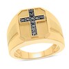 Thumbnail Image 1 of Previously Owned Men's Black Diamond Cross Ring 1/4 ct tw Round-cut 10K Yellow Gold