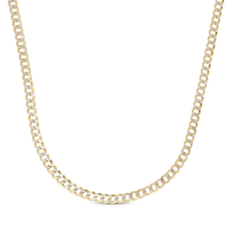 Main Image 1 of Diamond-Cut Curb Chain Necklace 5.6mm Semi-Solid 10K Yellow Gold 20”
