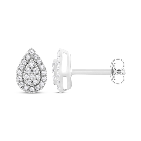 Previously Owned Pear-Shaped Diamond Stud Earrings 1/10 ct tw Round-Cut 10K White Gold