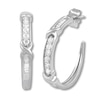 Thumbnail Image 2 of Previously Owned Diamond Hoop Earrings 1/2 ct tw Round & Baguette 10K White Gold