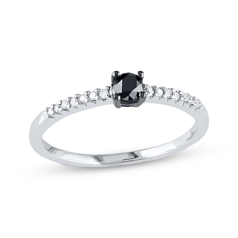 Main Image 1 of Previously Owned Black & White Diamond Fashion Ring 1/4 ct tw 10K White Gold Size 7.5
