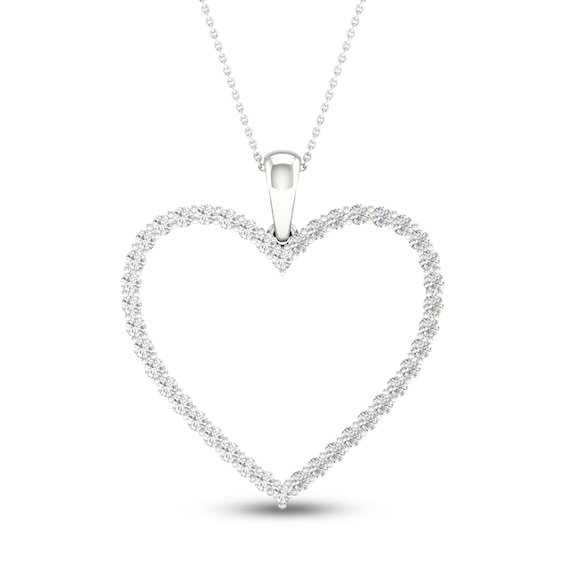 Previously Owned Diamond Heart Necklace 1/2 ct tw Round-cut 10K White Gold 18"