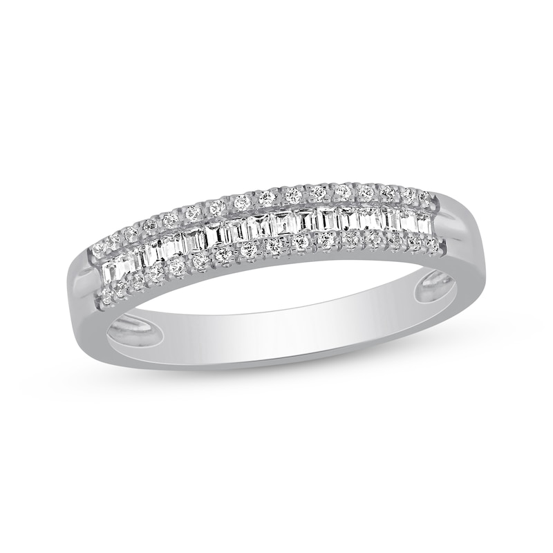 Main Image 1 of Previously Owned Diamond Anniversary Band 1/5 ct tw Round & Baguette-cut 10K White Gold