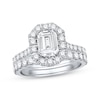 Thumbnail Image 1 of Previously Owned Diamond Bridal Set 1/2 ct tw Emerald & Round-cut 14K White Gold