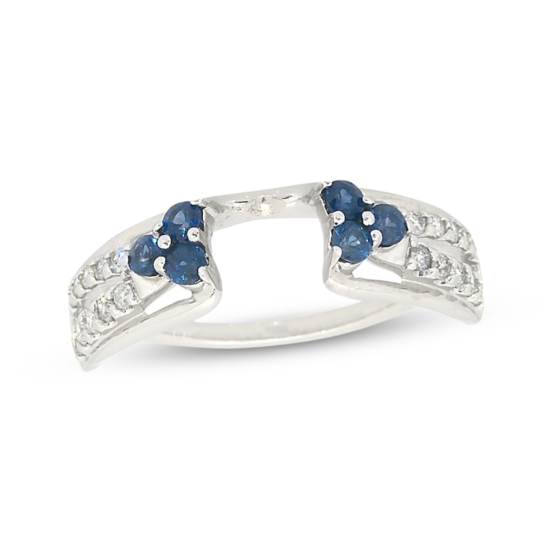 Main Image 1 of Previously Owned Blue Sapphire Enhancer Ring 1/4 ct tw Round-cut Diamonds 14K White Gold