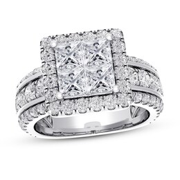 Previously Owned Diamond Engagement Ring 4 ct tw Princess & Round 14K White Gold