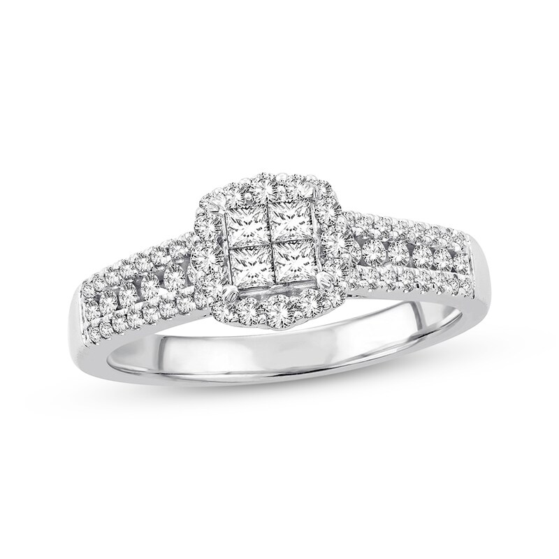 Main Image 1 of Previously Owned Diamond Engagement Ring 5/8 ct tw Princess & Round-cut 14K White Gold